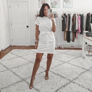 Vince White 100% Cotton Belted Tshirt Mini Dress Size XS